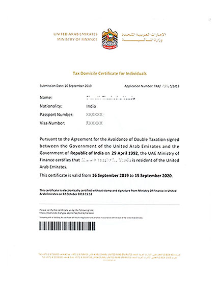 Tax Residency Certificate UAE